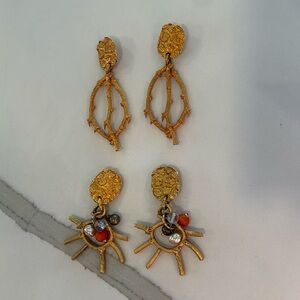 Set of 2 Brigitte Lambert Paris Elegant Gold Clip on Earrings.